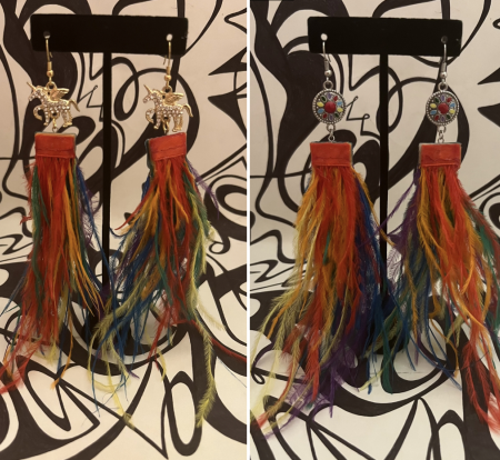 Rainbow Feather Earrings